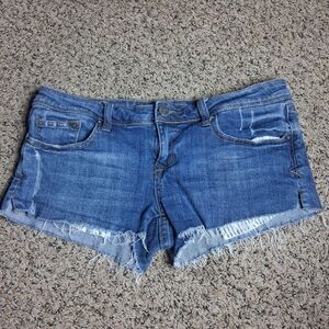 Y2K Vintage Fox Racing Blue Denim Jean Micro Booty Shorts Low Rise Women's 5/27